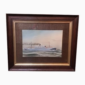 C. Cowland, The SS Highland Laddie, Early 19th-Century, Gouache on Paper, Framed