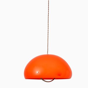 Space-Age Orange Pendant Lamp in Acrylic and Metal, 1970s