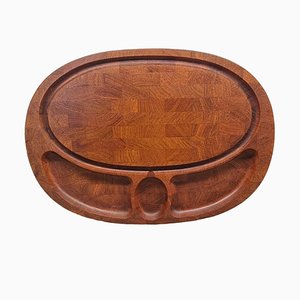 Oval Cutting Board or Serving Dish in Solid Teak from Digsmed, Denmark