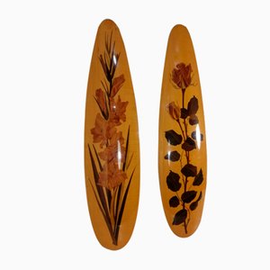 Italian Marqueterie Panels in Wood, 1950s, Set of 2