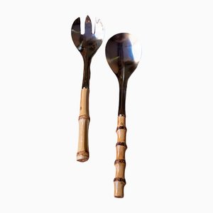 Bamboo and Steel Serving Flatware from Jieyang Stainless Steel Cutlery Factory