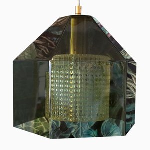 Deckenlampe aus Grünem Glas von Carl Fagerlund für Orrefors