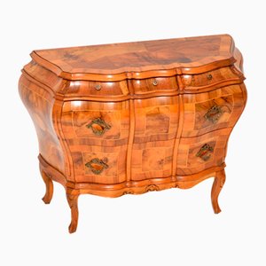 Antique Dutch Marquetry Bombe Commode in Olive Wood