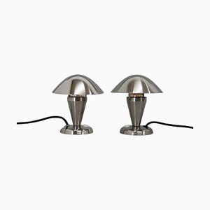 Lampes de Bureau Bauhaus en Argent, 1930s, Set de 2