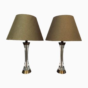 Italian Brass Base Table Lamps, 1970s, Set of 2