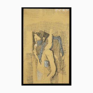Ludovico Mosconi, Dibujo abstracto, Técnica mixta sobre papel, Enmarcado