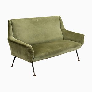Velvet 2-Seat Sofa, Italy, 1950s