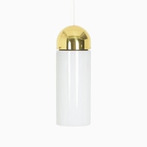 Pendant Lamp in White Glass by Glashütte Limburg