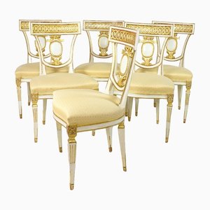 Antique Italian Classicist Chairs, Set of 6