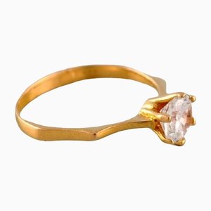 Vintage Scandinavian Ring in 21 Carat Gold Adorned with Brilliant