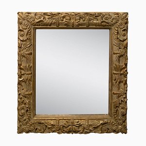 Neoclassical Regency Gold Foil Hand Carved Wooden Mirror, 1970s