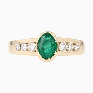 0.60 Carat French Emerald Diamonds 18 Karat Yellow Gold Ring