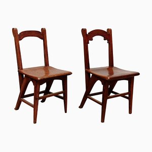 Modernist Catalan Wooden Chairs, 1920s, Set of 2