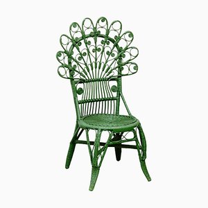 Mid-Century Stuhl aus Bambus & Rattan in Grün, 1960er