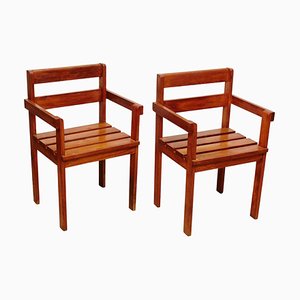 Rationalist Wood Armchairs in the Style of Gerrit Reitveld, 1950s, Set of 2