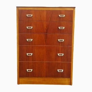 Tall Large Mid-Century Vintage Modern Retro Teak Chest of Drawers Tallboy Five Drawer Cabinet from CWS