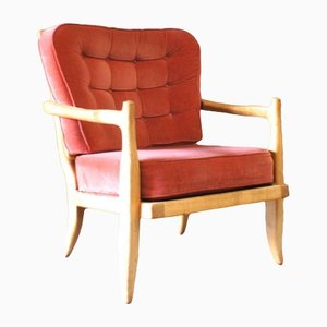 Vintage Armchair in Light Oak from Guillerme & Chambron
