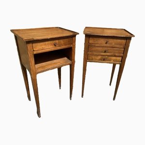 Antique French Nightstands in Walnut, 1920, Set of 2