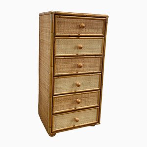 Vintage Spanish Chest of Drawers in Bamboo and Rattan, 1960s