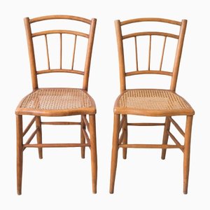 Antique French Grid and Rope Chairs, Set of 2