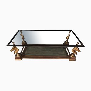 Mesa de centro con forma de caballo de bronce dorado de Maison Charles, años 70