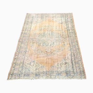 Tapis Oushak Vintage en Laine Délavée Orange