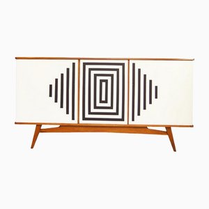 Polish Sideboard with Opart Paining, 1960