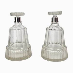 Antique Carafes in Cut Crystal with Solid Silver Mount from Christofle & Cie, 1853, Set of 2