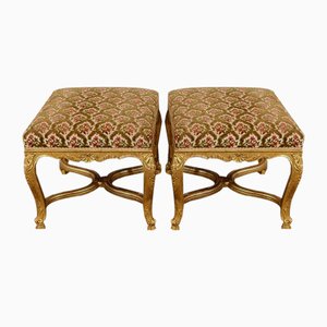 End of 19th Century Golden Wood Stools, Set of 2