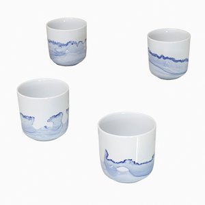Tide Mugs from the Blue Sunday Series by Anna Badur, Set of 4