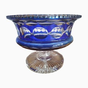 Large Vintage Crystal Bowl in Cobalt Blue, 1970