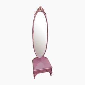 Vintage Cheval Mirror with Pink Drawer