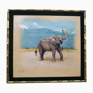 David J Perkins, African Elephant, 1960s, Acrylic on Linen, Framed