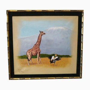 David J Perkins, Reticulated Giraffe, Acrylic on Linen, 1960s, Framed