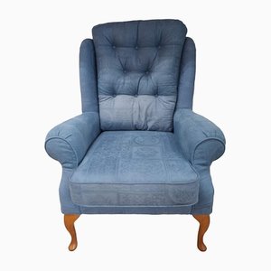 Vintage Wingback Armchair in Blue