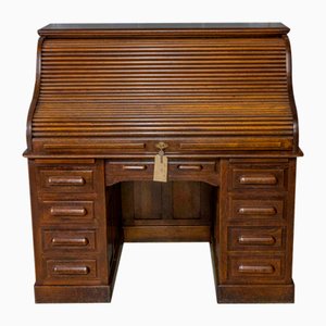 Edwardian Oak Roll Top Desk