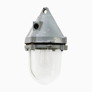 Industrial Clear Glass & Grey Pendant Light