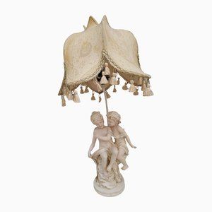 Lampe de Bureau Style Art Déco Vintage avec Figurines d'Enfants, 1980s