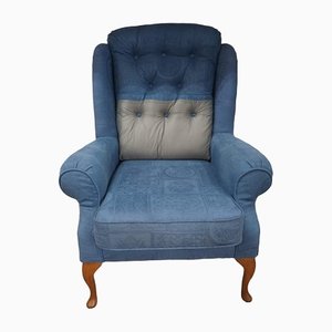 Mid-Century Buttoned Wingback Armchair