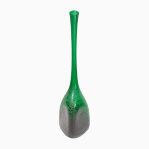Vintage Italian Emerald Green Corroso Murano Glass Vase by Seguso