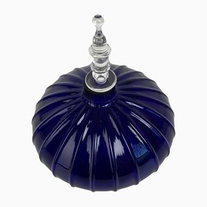 Botella azul vintage de cristal de Murano de Maestro Silvano Signoretto