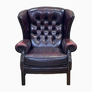 Vintage Red Leather Chesterfield Chair, 1980s