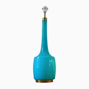 Large Scandinavian Lamp Stand in Turquoise Blue Glass by Svend Aage Holm Sørensen