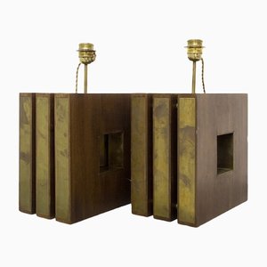French Brass Table Lamps, Set of 2