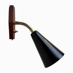 Mid-Century Black Adjustable Wall Lamp from Asea, 1950s