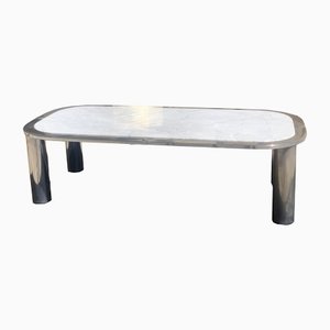 Italian Marble and Chrome Steel Coffee Table, 1970s
