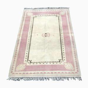 Tapis Oushak Artisanal en Laine Beige et Rose