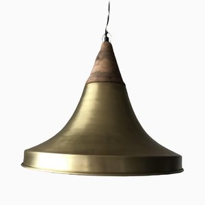 Bell Shaped Hanging Lamp in Brass