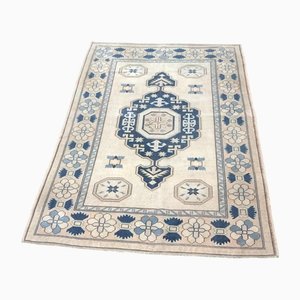 Tappeto Oushak beige e blu