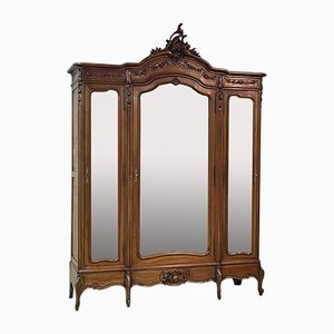 20th Century Walnut 3 Doors Room Cabinet in the Style of Louis XV